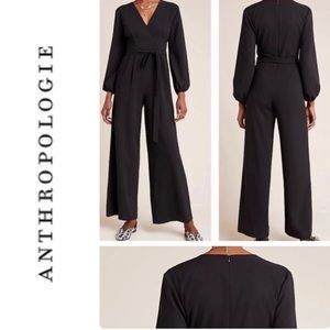Anthropologie ✨ Hutch • Jana Plisse Jumpsuit • 12 Petite • Black